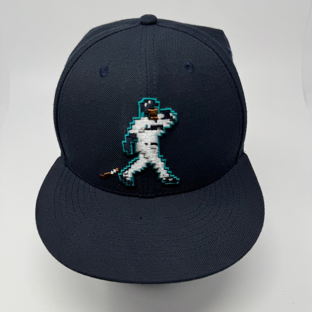 Baseballism x Ken Griffey Jr Pixel Swing Navy Fitted Hat Cap Size 7 1/8